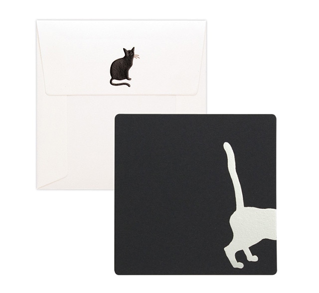 cashico 正方形ｶｰﾄﾞ・封筒 黒猫
